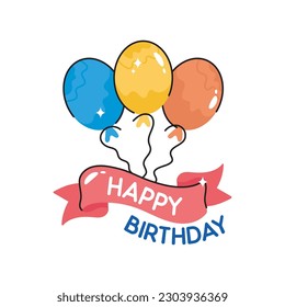Cuadros de feliz cumpleaños rellenados de contorno vectorial Sticker. archivo EPS 10
