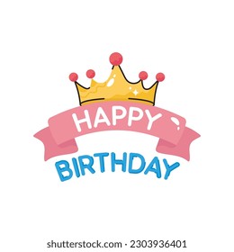 Happy birthday doodle filled vector outline Sticker. EPS 10 file