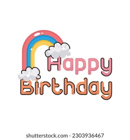 Happy birthday doodle filled vector outline Sticker. EPS 10 file