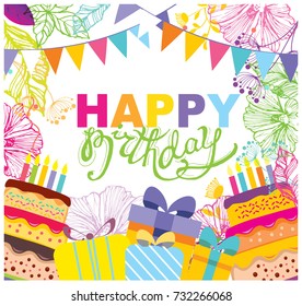 Happy birthday doodle frame