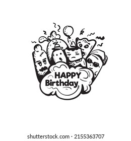 happy birthday doodle gift card