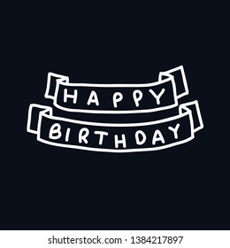 happy birthday doodle line vector icon