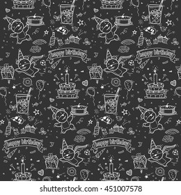 happy birthday doodle pattern