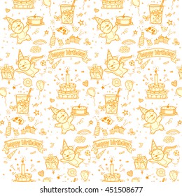 happy birthday doodle pattern