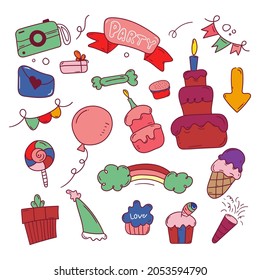 Happy Birthday doodle sticker collection