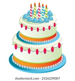 Feliz aniversário Dubble Creem bolo felicitações Bolo bolo festivo para projeto de vetor de cartaz de aniversário.
