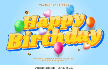 Happy birthday editable text effect 02 - Happy Birthday cartoon 3d template style vector - vector illustration