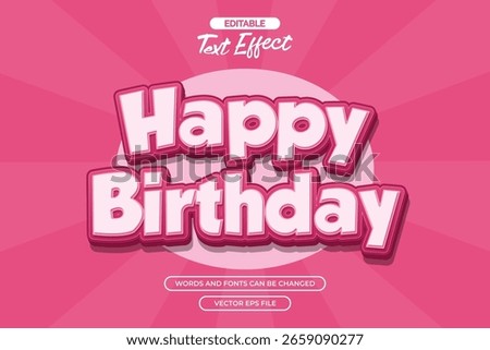 Happy birthday editable text effect with pink cartoon text style