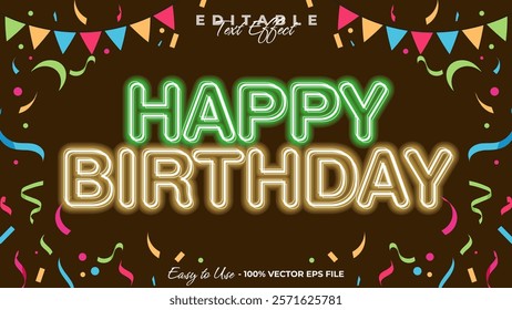 Happy Birthday editable text style effect, celebration 3D text style theme.