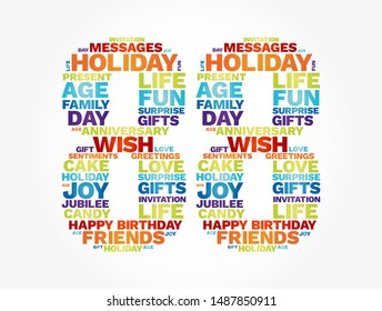 Happy Birthday Eighty eight years old word cloud concept