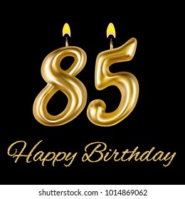 Happy birthday, eighty five year. For decoration party, celebrations. Realistic style isolated on black background. 3d. Stock - Vector illustration for your design and business