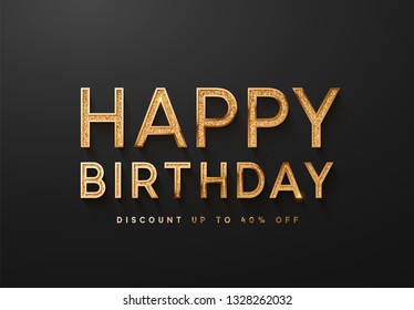 Happy birthday, elegant gold lettering font