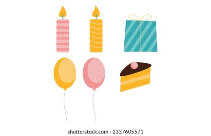 Happy birthday elements vector, birthday party