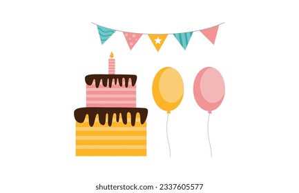 Vector de elementos de cumpleaños feliz, fiesta de cumpleaños