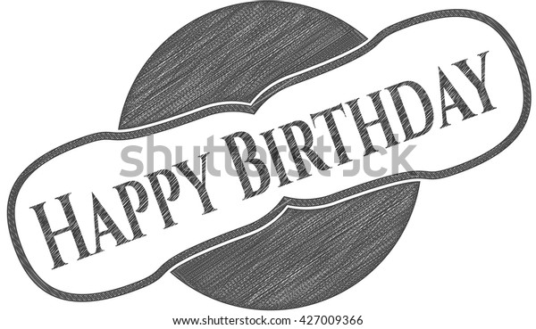 Dessin D Embleme Joyeux Anniversaire Avec Effet Image Vectorielle De Stock Libre De Droits