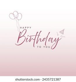 Feliz cumpleaños tarjeta de felicitación femenina rosa extremadamente hermosa caligrafía rayada texto rosa Dibujado a mano doodle diseño de cumpleaños. Letras de cepillo moderno toque elegante