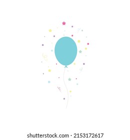 Happy birthday feast, birthday party, many colorful balloons, flat vector illustration and icons