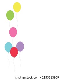 Happy birthday feast, birthday party, many colorful balloons, flat vector illustration and icons