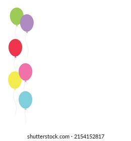 Happy birthday feast, birthday party, many colorful balloons, flat vector illustration and icons