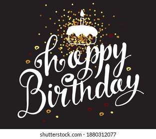 Happy Birthday festive greeting calligraphy text. Hand drawn. Handwritten modern brush lettering background isolated vector.