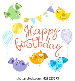 Happy Birthday. Festive vector set. Isolated design elements for invitations, greeting cards, flyers.