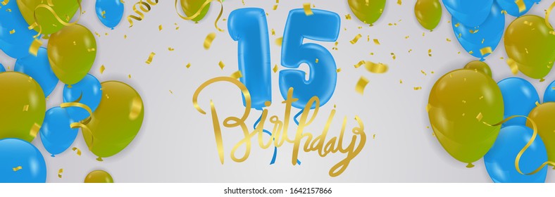 Happy Birthday fifteen 15 year balloon. party decoration balloons eps.10