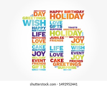 Happy Birthday Fifteen years old word cloud, concept background