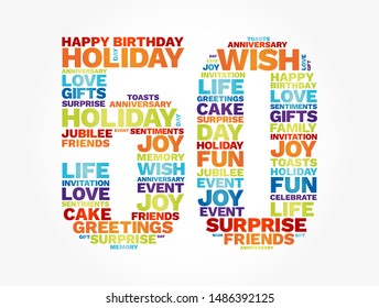 Happy Birthday Fifty years old word cloud concept