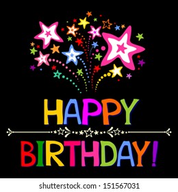 Happy birthday firework. Vector Illustration 