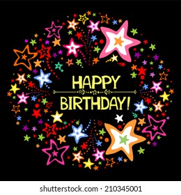 Happy birthday firework. Vector Illustration 