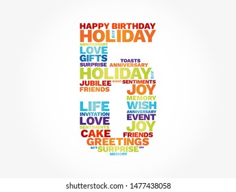 Happy Birthday Five years old word cloud, concept background