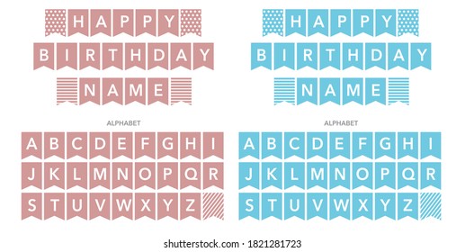 Happy Birthday Flag Banner, party flag printable flag, greeting party elements, party decoration, name tag, create your own flag, HBD