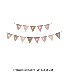 Happy  Birthday Flag Banner. Birthday Party Flag Decoration Vector. Happy Birthday Banner, Background. 