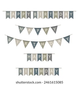 Happy  Birthday Flag Banner. Birthday Party Flag Decoration Vector. Happy Birthday Banner, Background. 