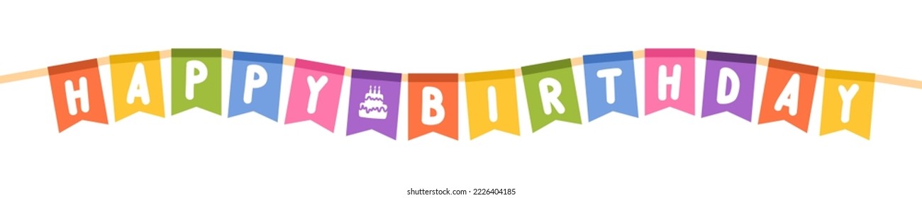 Happy Birthday Flag vector design on white background.