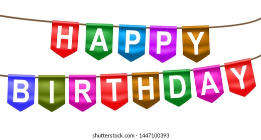 Happy Birthday flags banner hanging – stock vector