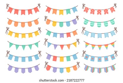 Happy birthday flags set welcome sign vector