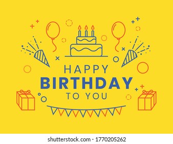 happy birthday flat background design 