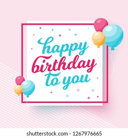 Happy Birthday flat banner. vector design.