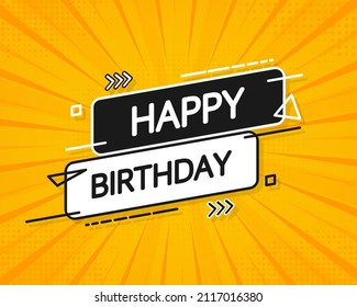 Happy birthday flat banner. Vector background. Logo, label