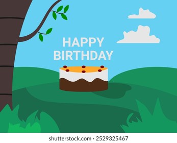 Happy birthday Flat design vector illustration