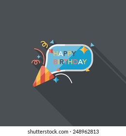happy birthday flat icon with long shadow,eps10