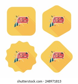 happy birthday flat icon with long shadow,eps10
