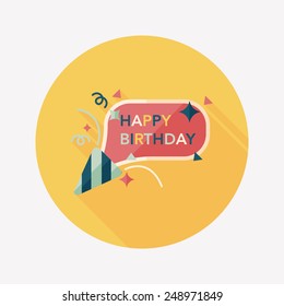 happy birthday flat icon with long shadow,eps10