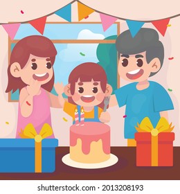 Happy birthday flat illustration design