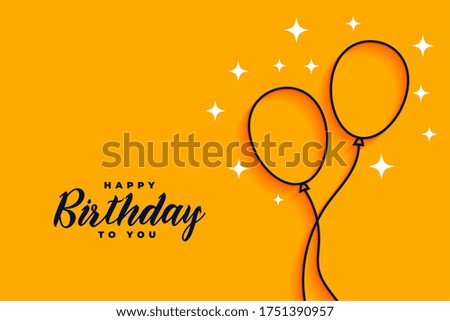 happy birthday flat style line balloons background