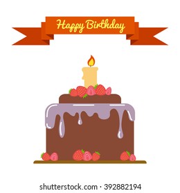 Happy Birthday Flat Template Card Birthday Stock Vector (royalty Free 