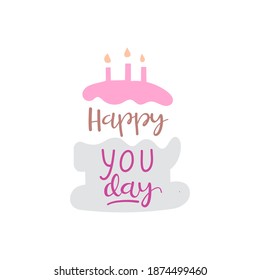 Happy birthday flat typographic card