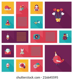 happy birthday flat ui background , eps10