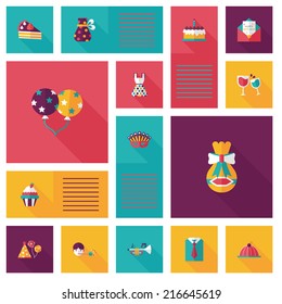 happy birthday flat ui background , eps10